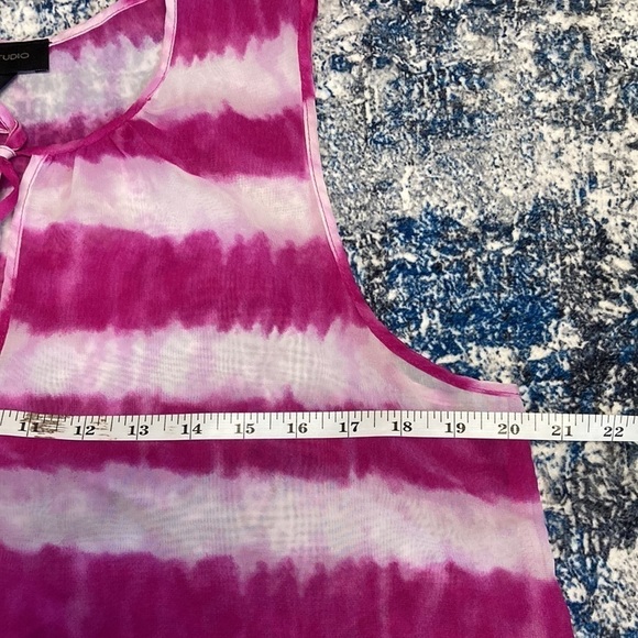 AB Studio pink and white sheer top size L - Picture 6 of 8